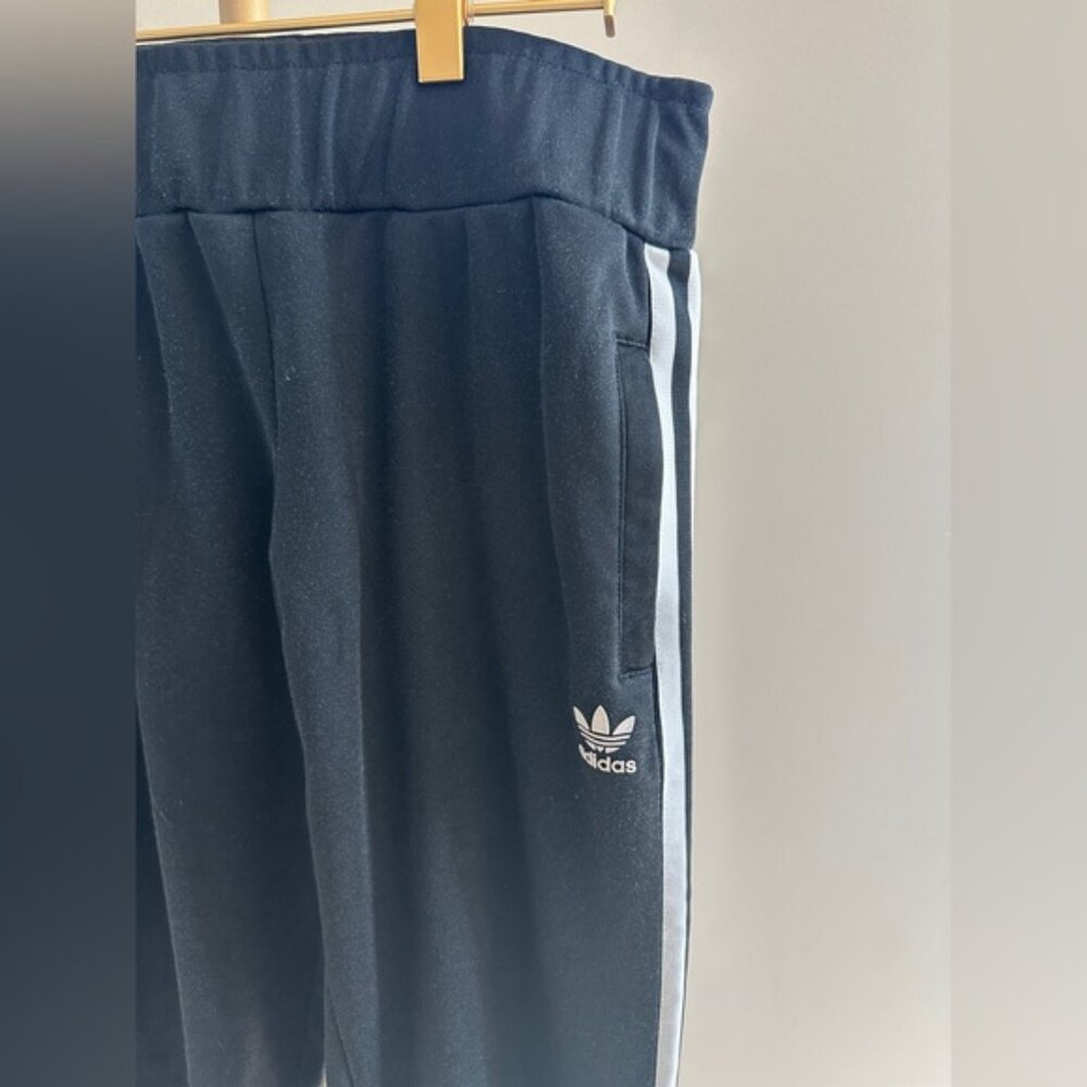 Adidas Straight Leg Track Pants Black Small w/ Zipper Ankles & Pockets Small